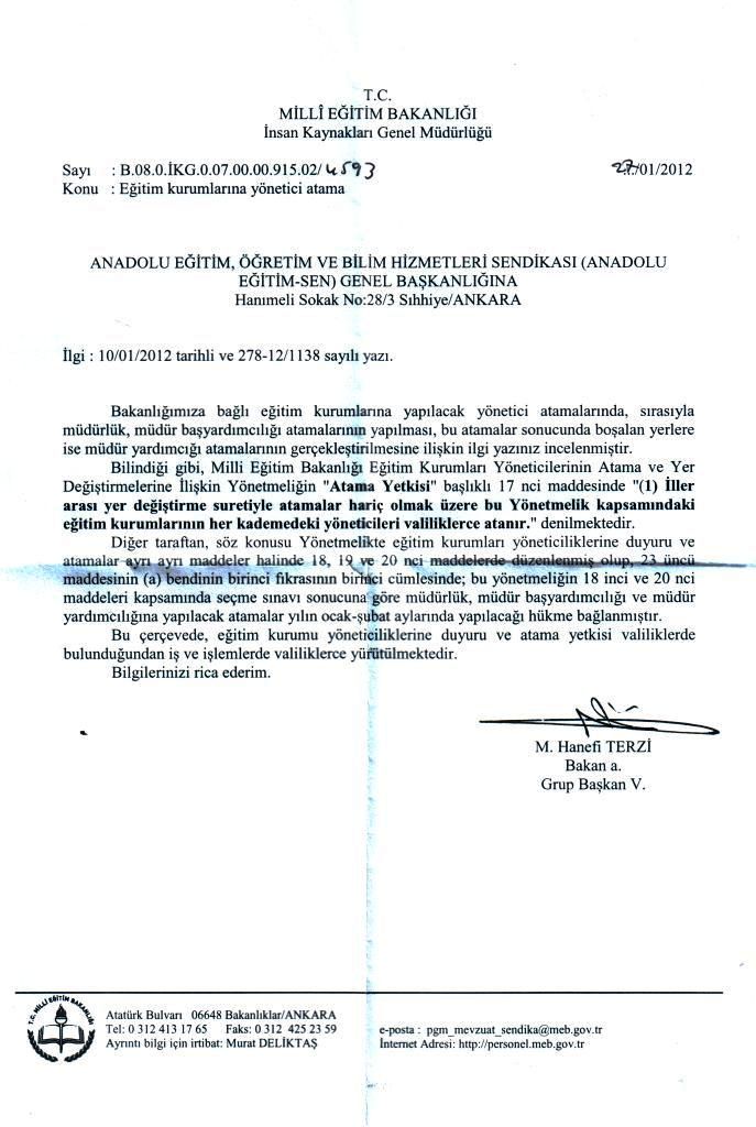  Yönetici Ataması için Yeniden Duyuruya Çıkılmalı