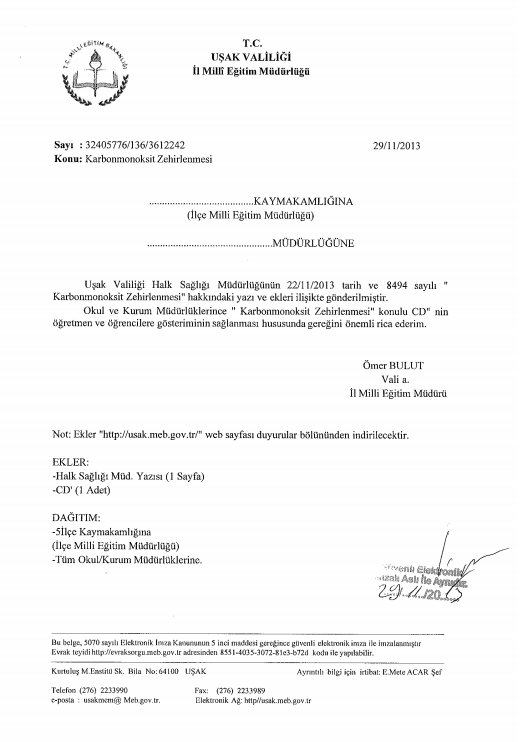 MEB'den Okullara Lodos Uyarısı Yazısı