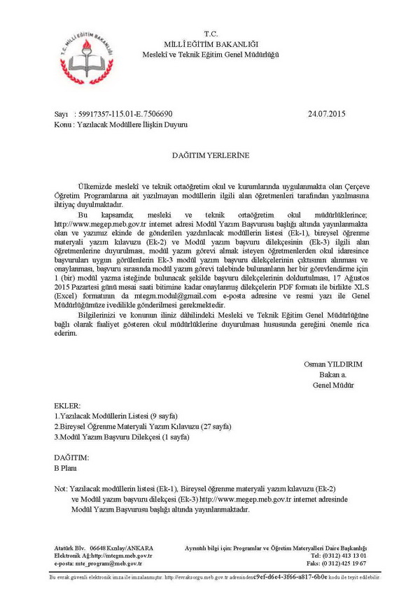 MEB'den yazılacak modül duyurusu