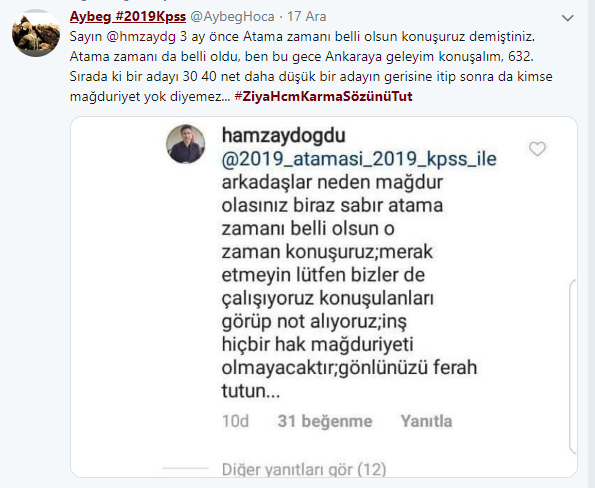 "Karma (2018-2019 KPSS) Sözleşmeli Öğretmen Ataması, Adaletsizcedir" (2019 KPSSli Adaylar)
