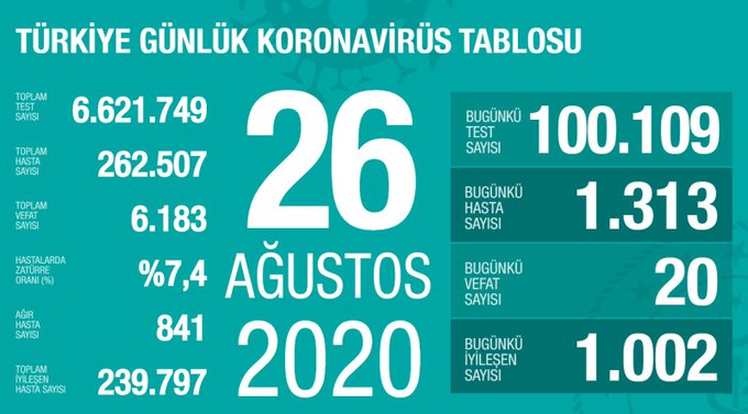 Test sayısı 100 bin, vaka sayısı 1300